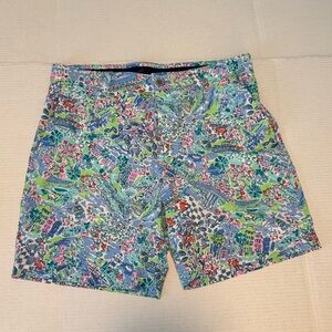 Lilly Pulitzer x Southern Tide 35 waist Patterned Shorts blue pink red brrr